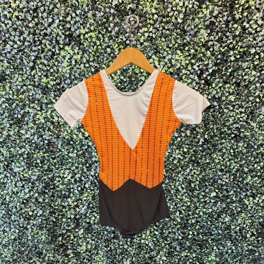 Orange Stripped Vest Unitard Dance Costume